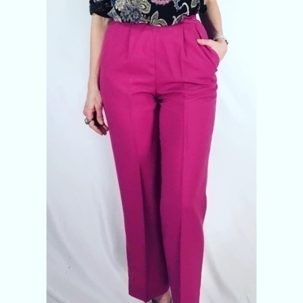 80’s Vintage Weathervane Rose Pink Pleated High Waist Straight Leg Trouser Pant